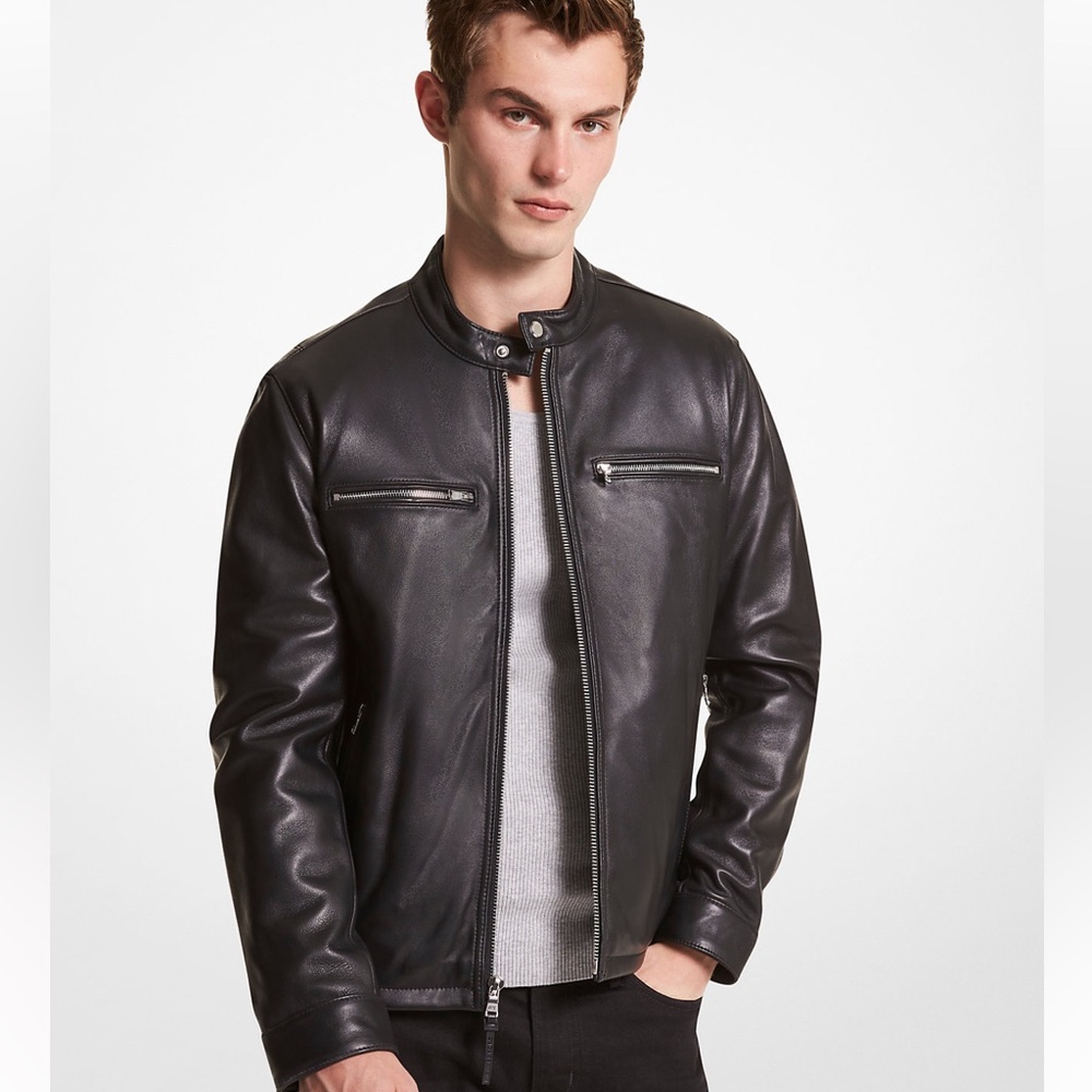 MICHAEL KORS Chamarra 100% Leather Jacket  Color Black Size L
